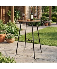 Sugift 41 in Outdoor Bar Height Round Patio Table with Wood Top