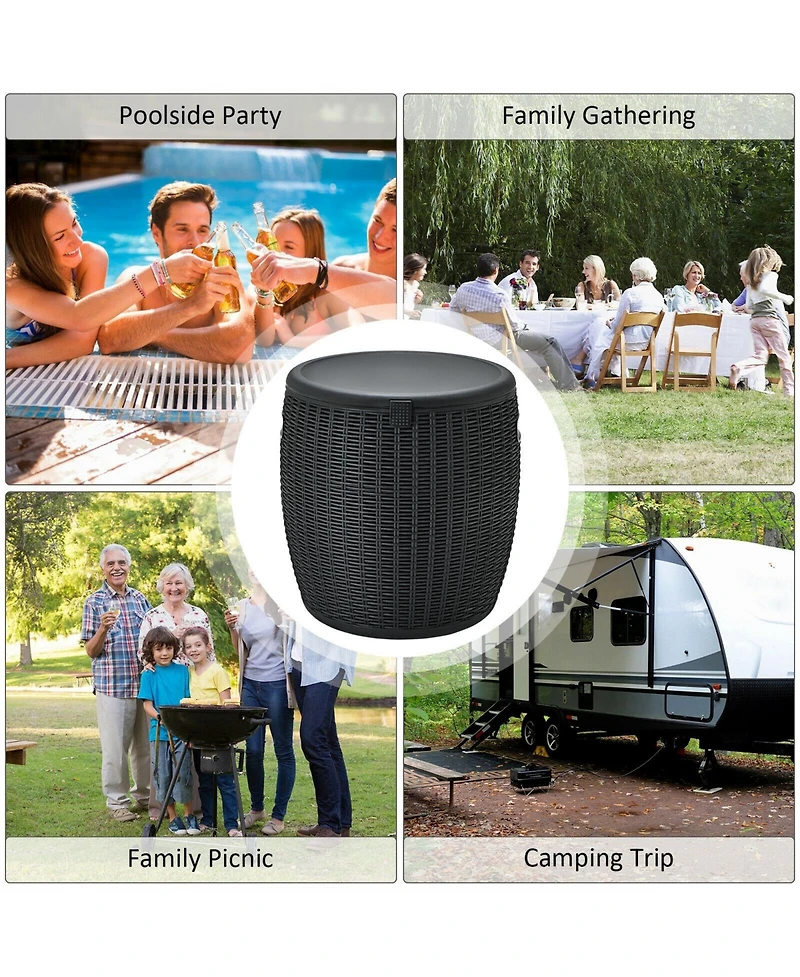 Sugift 4 in 1 Patio Rattan Cool Bar Cocktail Table