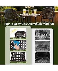 Sugift Set of Two Outdoor Counter Height Cast Aluminum Bar Chairs