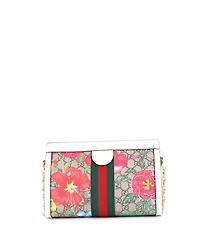 Pre-Owned Gucci Small Ophidia Chain Shoulder Bag Flora Gg Coated Canvas