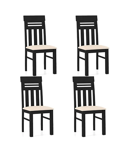 Gymax Dining Chairs Set of 4 Pu Leather Farmhouse Side for Kitchen Living Room