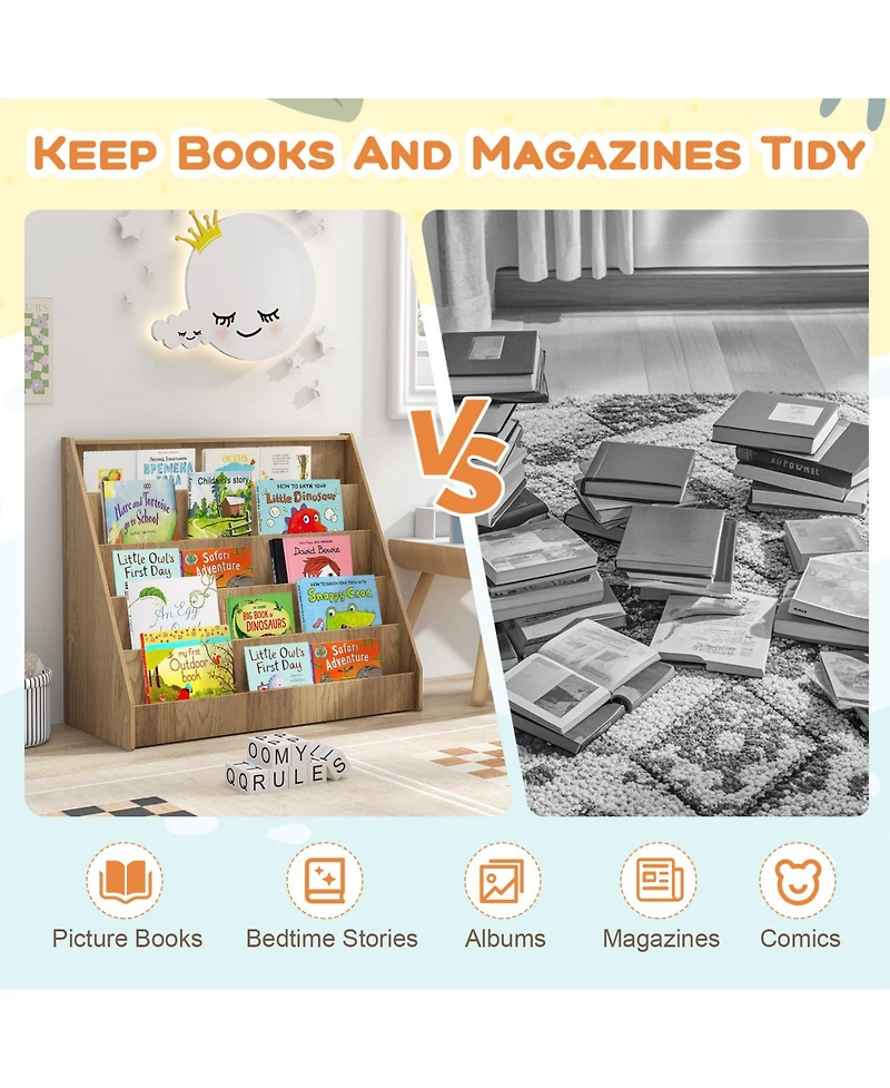 Sugift 5 Tier Kids Bookshelf with Deep Compartments and Stable Design