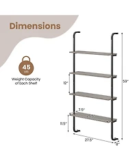 Sugift Industrial Four Tier Pipe Shelving with Metal Frame