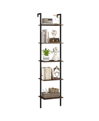 Sugift Wall Mounted Ladder Shelf with Anti Tipping Safety Kits