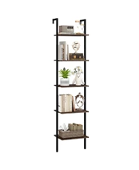 Sugift Wall Mounted Ladder Shelf with Anti Tipping Safety Kits