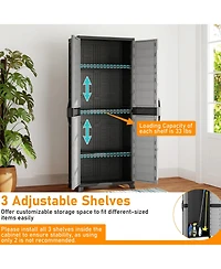 Sugift Lockable Plastic Storage Cabinet with Adjustable Shelves