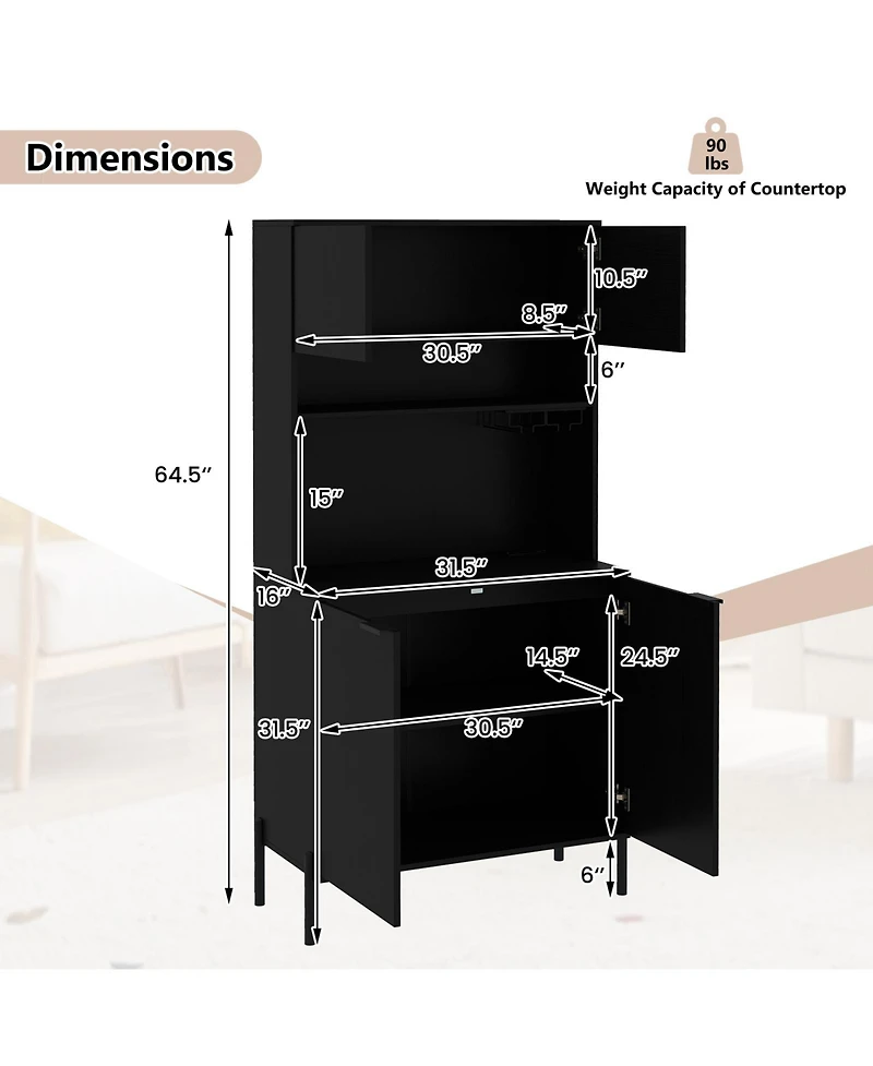 Sugift Tall Kitchen Pantry Cabinet with Charging Station and Rack