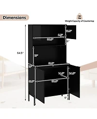 Sugift Tall Kitchen Pantry Cabinet with Charging Station and Rack