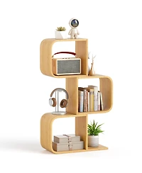 Slickblue 3-Tier S-Shaped Bookcase with 3 Open Cubes for Living Room