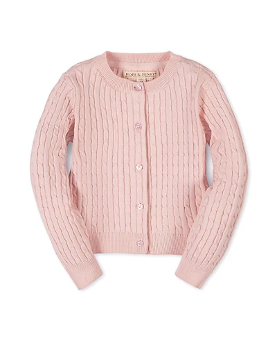 Hope & Henry Girls Hope and Henry Organic Classic Cable Cardigan Sweater