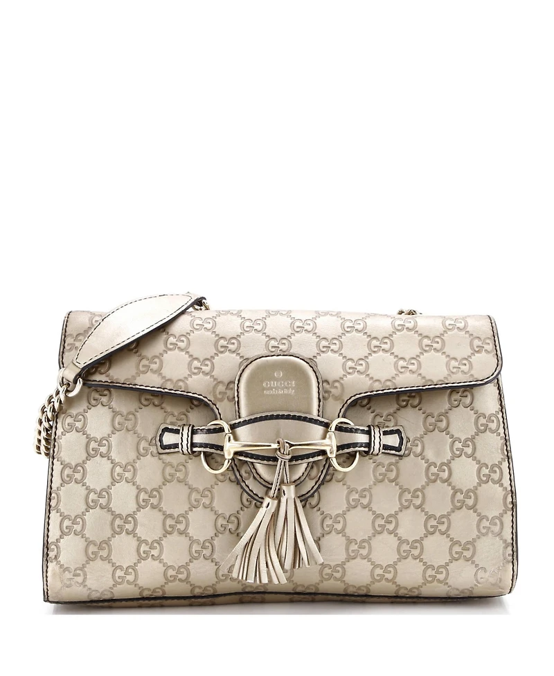 Pre-Owned Gucci Medium Emily Chain Flap Bag Guccissima Leather