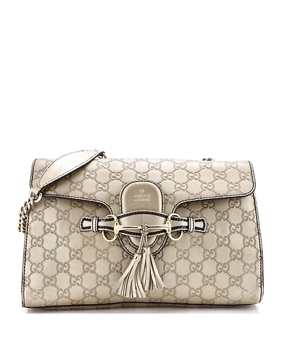 Pre-Owned Gucci Medium Emily Chain Flap Bag Guccissima Leather