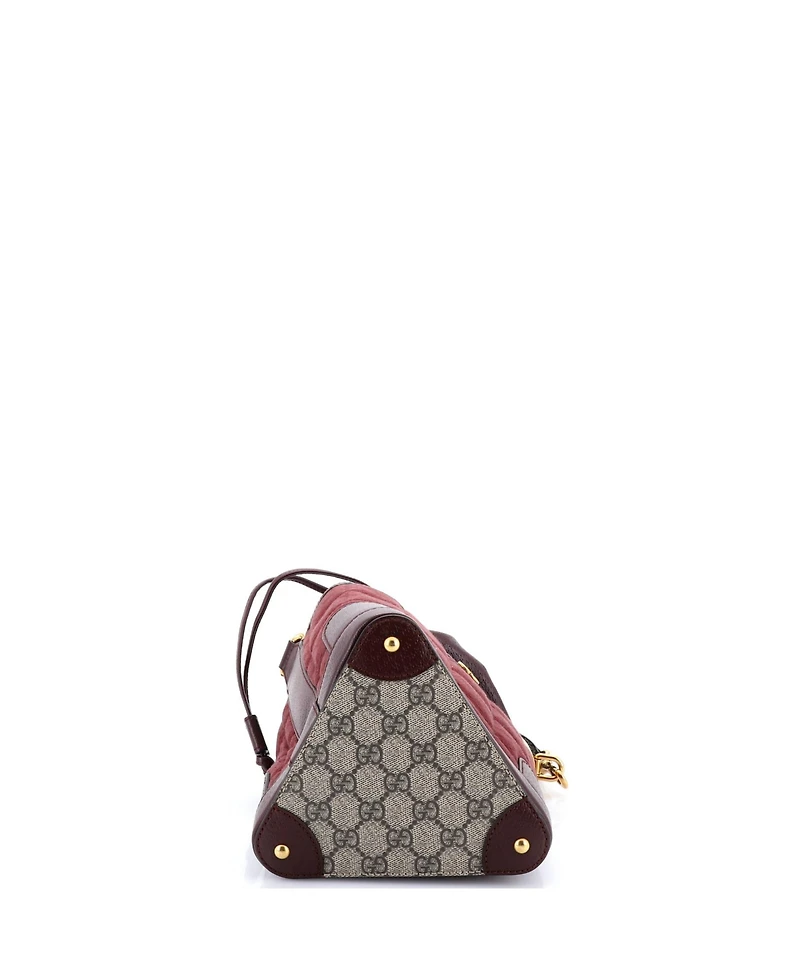 Pre-Owned Gucci Mini Drawstring Bucket Crossbody Bag Quilted Gg Canvas and Leather with Gg Coated Canvas