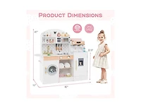 Hongge Kids Kitchen Set Wooden with Coffee Makers and Accessories
