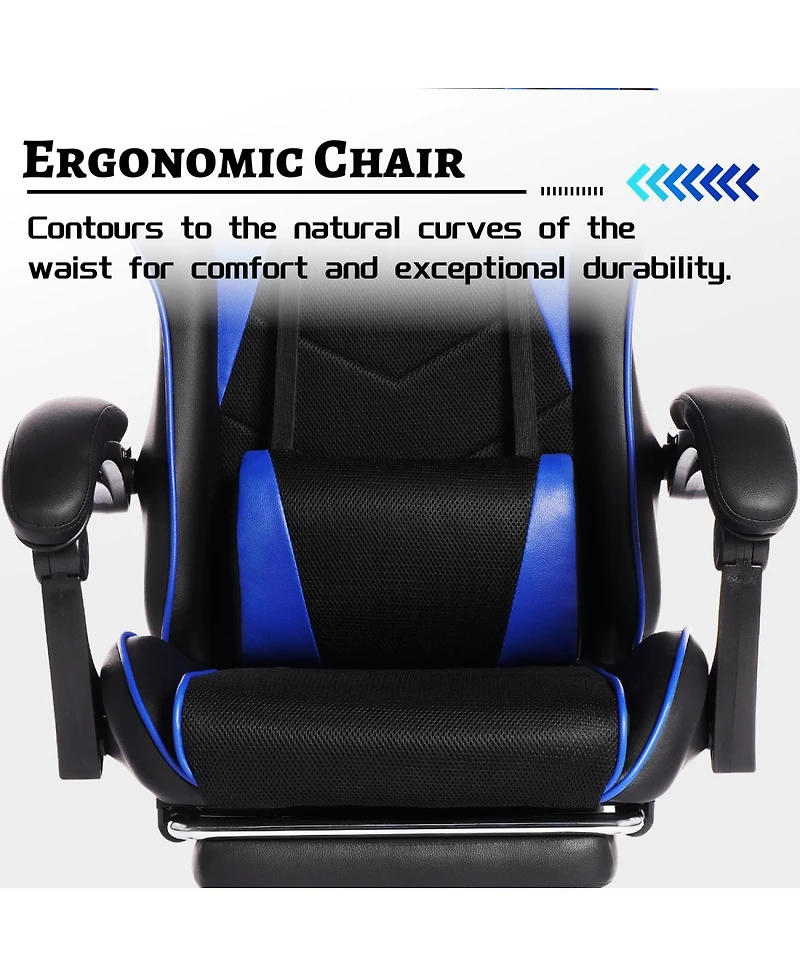 Streamdale Furniture Ergonomic Gaming Chair with Footrest & Lumbar Support