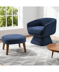 Boyel Living Modern Lazy Chair with Ottoman, 360° Swivel Accent Chair, Upholstered Reading Footrest for Small Spaces