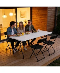 Decksplore 6FT Folding Plastic Utility Table with Carry Handle for Indoor & Outdoor Use