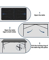Decksplore 6FT Folding Plastic Utility Table with Carry Handle for Indoor & Outdoor Use