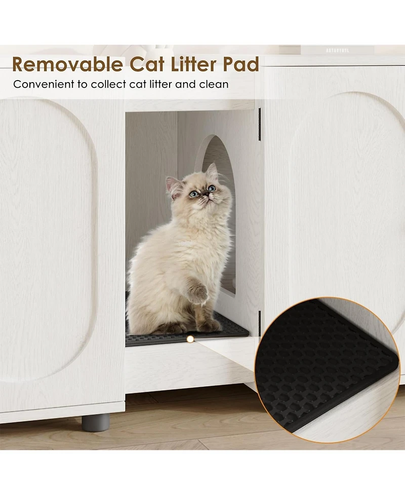 gaomon Cat Litter Box Enclosure 55.1" Double Litter Box Furniture Large Cat Box Enclosure Kitty Litter Box for 2 Cats Hidden Cat Litter Cabinet