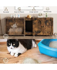 gaomon Cat Litter Box Enclosure 55.1" Double Litter Box Furniture Large Cat Box Enclosure Kitty Litter Box for 2 Cats Hidden Cat Litter Cabinet