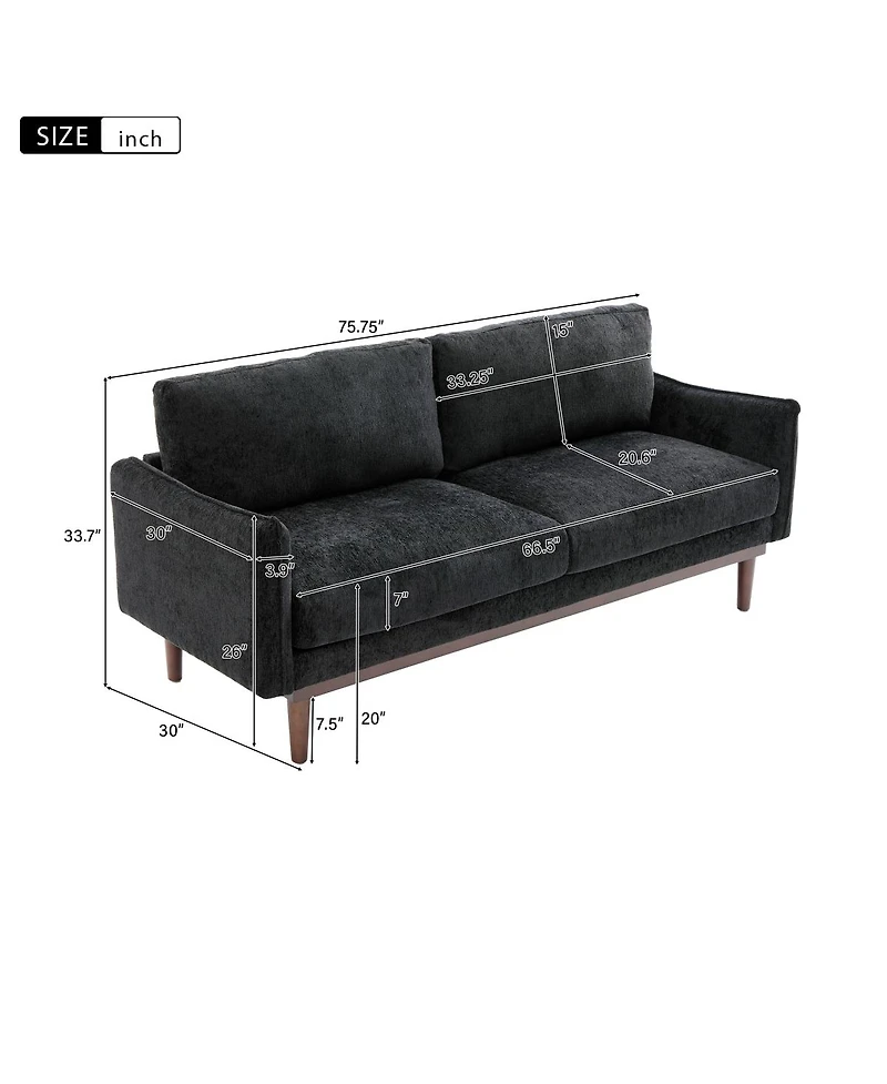 Streamdale Furniture Modern Style Loveseat Sofa 75.75" 2-seater with Spacious Seating Area