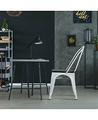 Sugift Tolix Style Metal Dining Chairs Set of Four with Wood Seats
