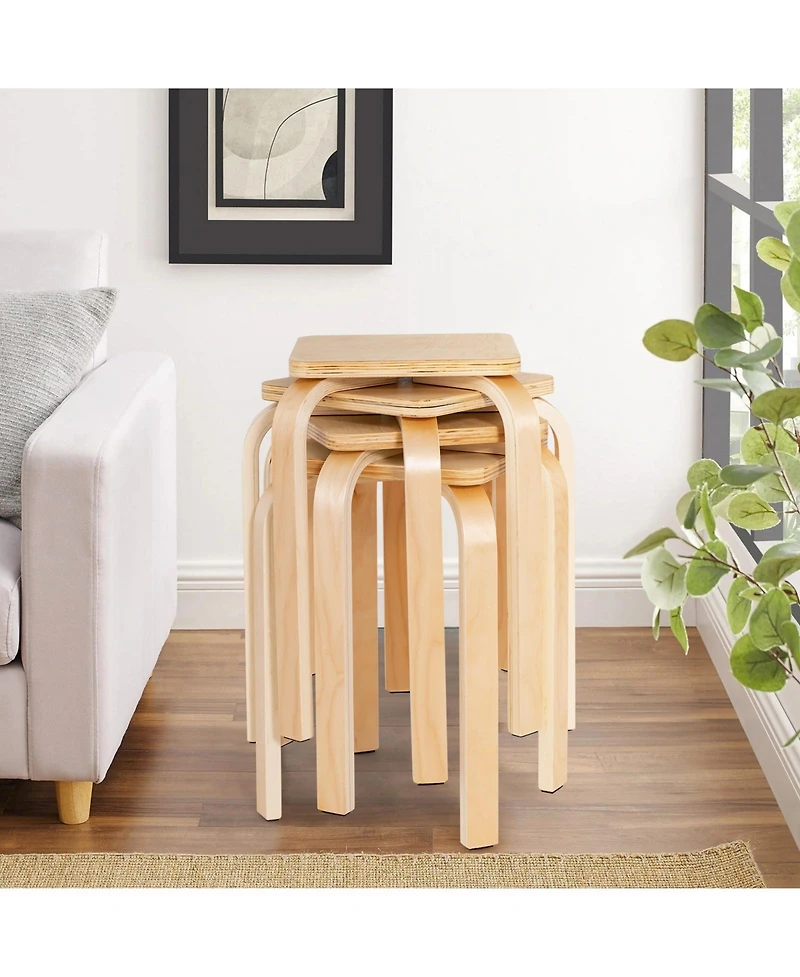 Sugift Stackable Stools Set of Four with Square Tops