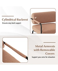 Sugift Velvet Upholstered Accent Chair with Metal Armrests