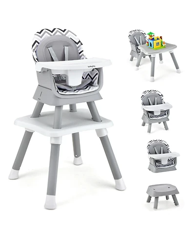 Sugift 6 in 1 Convertible Baby High Chair with Adjustable Tray