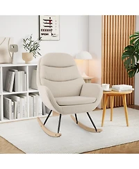 Sugift Upholstered Nursery Rocking Chair with Padded Seat and Back