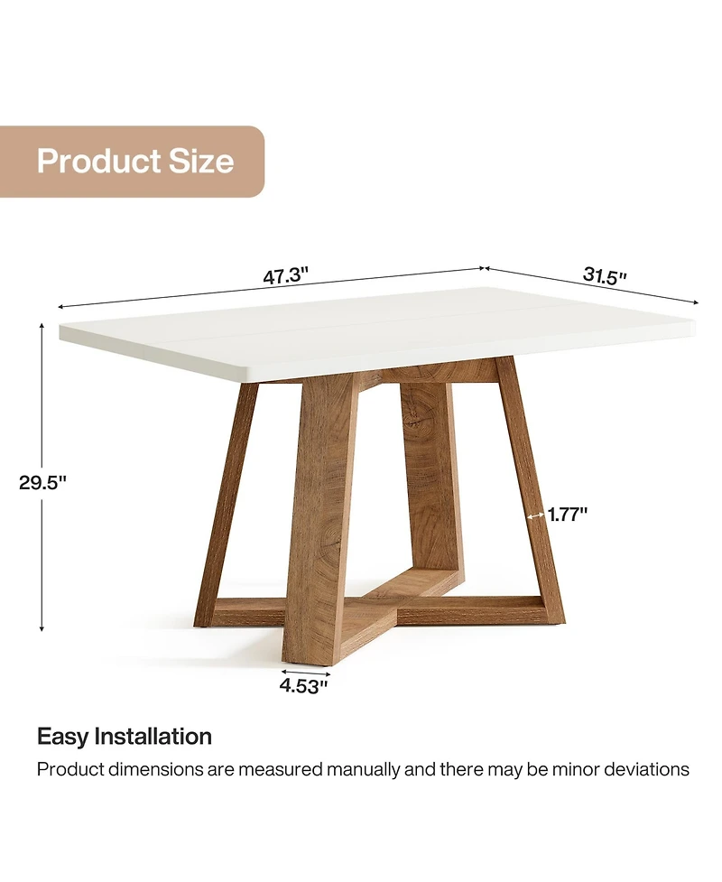 Tribesigns 47-Inch Dining Table for 4 People, Modern Kitchen Table with Wooden Legs