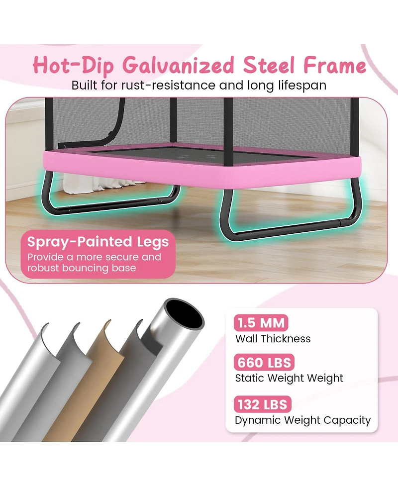 Gymax 6 Ft Kids Trampoline w/Swing and Horizontal Bar Safety Enclosure Net