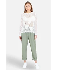 Yumi Women's Flower Crochet Jumper