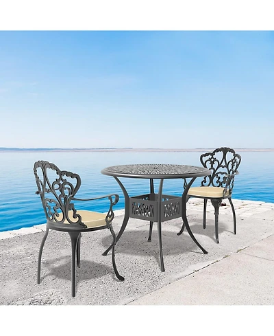 Clihome Bistro Table Set, 3-Piece Cast Aluminum Outdoor Furniture Set