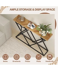 Sugift Console Table with Solid Metal Frame and Storage Shelf