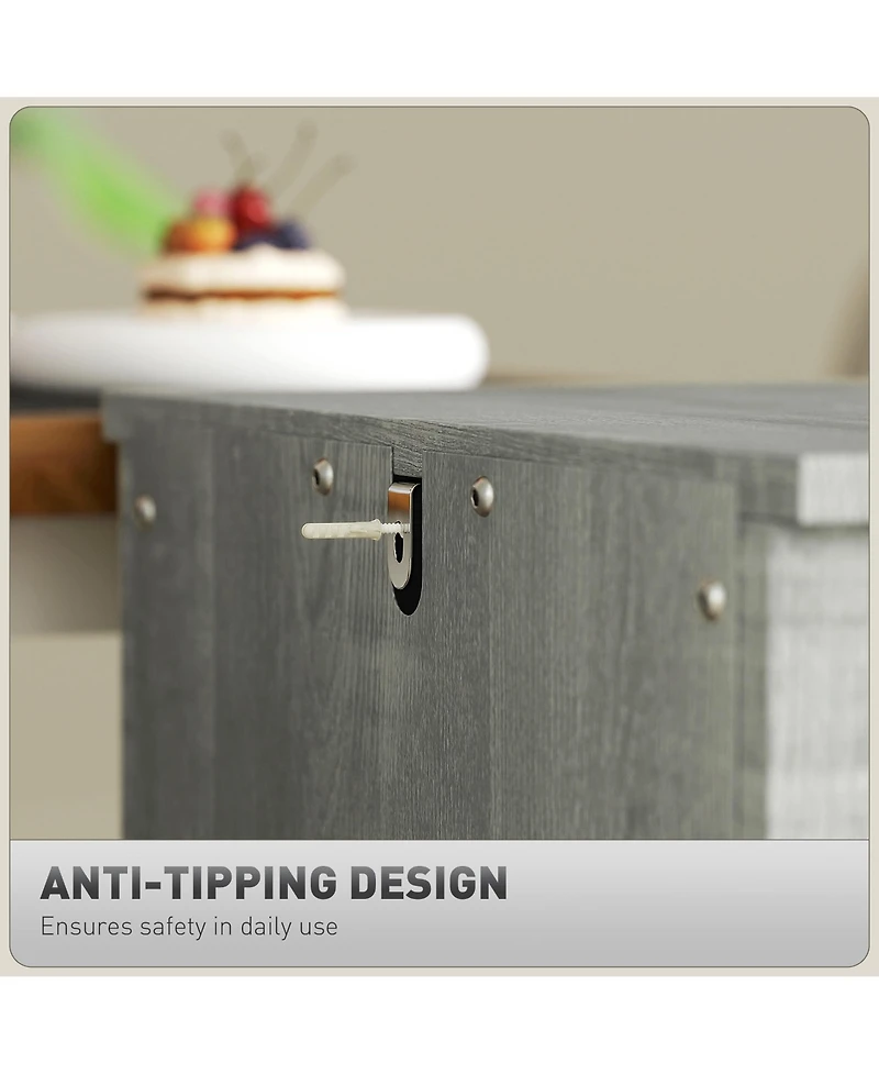 Rainsken Drawer Vertical File Cabinet, Rustic Farmhouse Filing Cabinet with Barn Doors for Letter Size, Printer Stand with Storage for Office