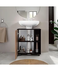 Busdays Parade Under Pedestal Sink Cabinet, 1 Door, 5 Open Compartments, Melamine Finish