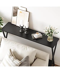 gaomon Slim 2-Tier Industrial Console Table, Space-Saving Sofa Side Table with Storage, Metal Frame for Entryway, Living Room