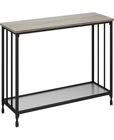 gaomon Industrial Console Table, Behind Couch Table with Glass Shelf, Narrow Metal Frame Hallway Table, Entryway, Living, Bedroom