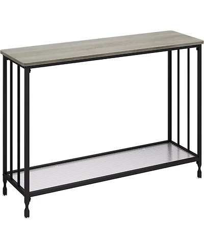 gaomon Industrial Console Table, Behind Couch Table with Glass Shelf, Narrow Metal Frame Hallway Table, Entryway, Living, Bedroom