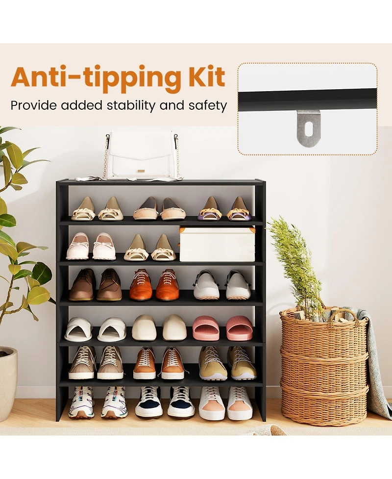 Sugift Six Tier Shoe Rack with Anti Tipping Design for Entryway