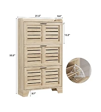 gaomon Freestanding Shoe Storage Cabinet with 3 Flip Drawers and Side Hooks