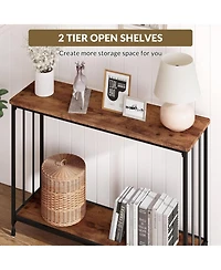 gaomon Entryway Console Table, Narrow Sofa Table with Storage Shelf and Metal Frame, Industrial Hallway Table for Living Room