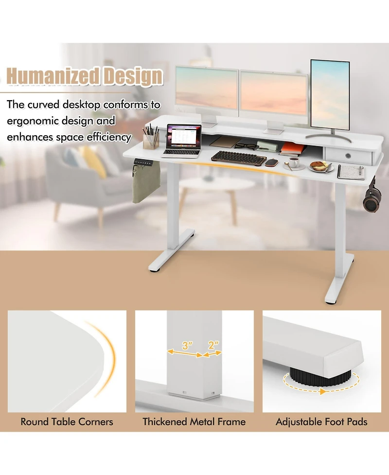 Sugift Electric Standing Desk with Two Drawers for Home Office