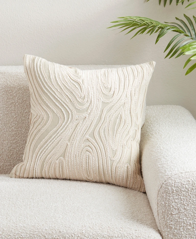 Saro Lifestyle Embroidered Wave Decorative Pillow, 18" x