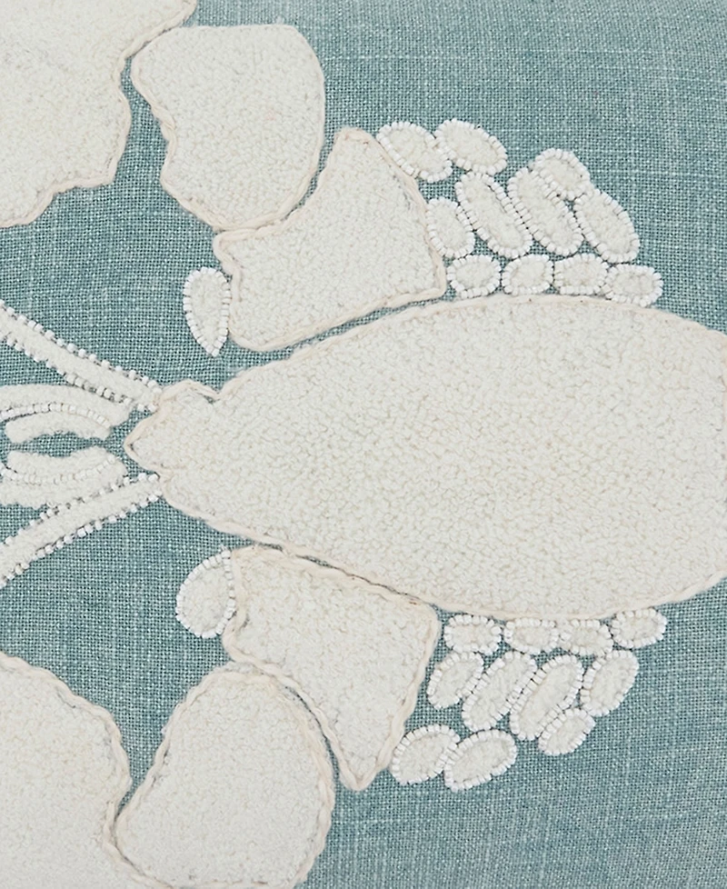 Saro Lifestyle Embroidered Lobster Fringe Decorative Pillow, 14" x 20"