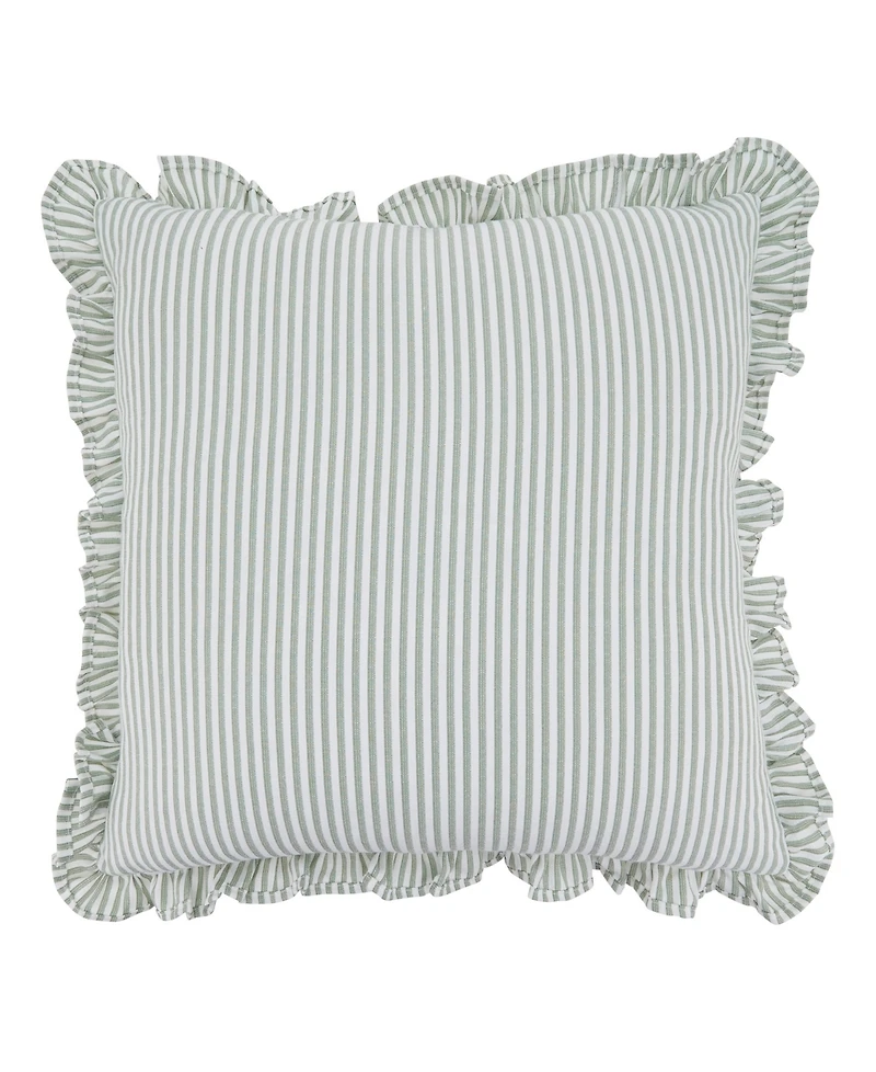 Saro Lifestyle Striped Ruffle Edge Decorative Pillow