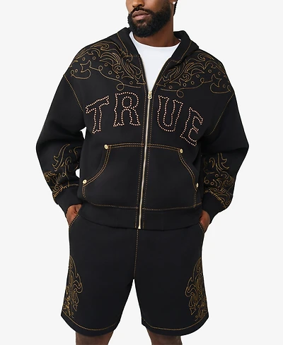 True Religion Men's Rodeo Big T Boxy Zip Hoodie