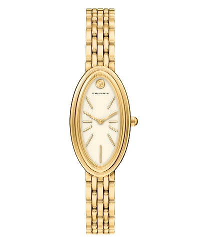 Tory Burch Women's The Oval Elongated Quartz Two-Hand Gold Stainless Steel Watch, 22mm