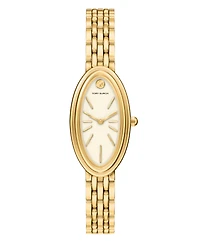 Tory Burch Women's The Oval Elongated Quartz Two-Hand Gold Stainless Steel Watch, 22mm